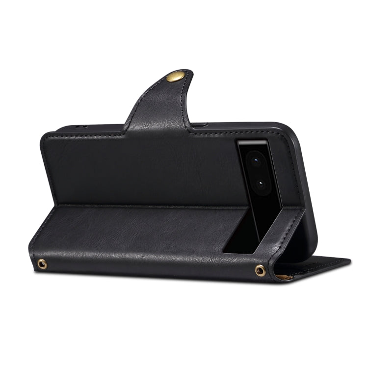 For Google Pixel 6a Denior Cowhide Texture Wallet Style Leather Phone Case(Black)