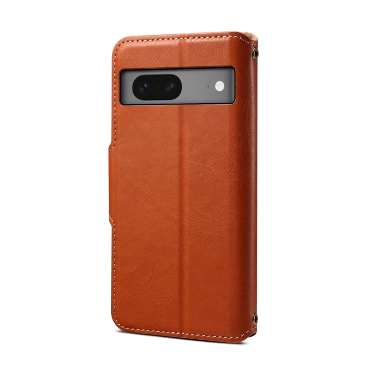 For Google Pixel 7 5G Denior Cowhide Texture Wallet Style Leather Phone Case(Brown)