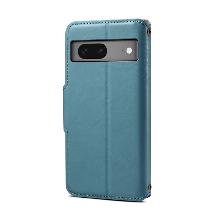 For Google Pixel 7 5G Denior Cowhide Texture Wallet Style Leather Phone Case(Blue)