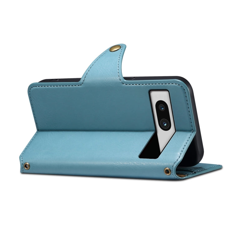 For Google Pixel 7a Denior Cowhide Texture Wallet Style Leather Phone Case(Blue)