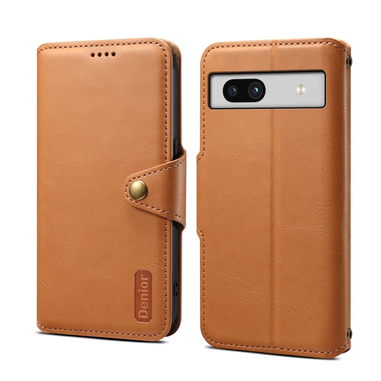 For Google Pixel 7a Denior Cowhide Texture Wallet Style Leather Phone Case(Khaki)