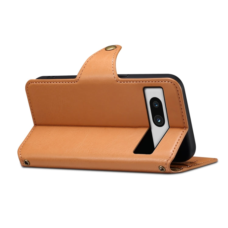 For Google Pixel 7a Denior Cowhide Texture Wallet Style Leather Phone Case(Khaki)