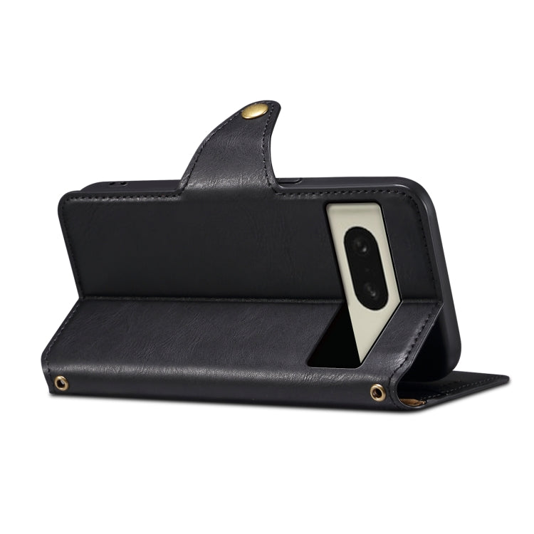 For Google Pixel 8 Denior Cowhide Texture Wallet Style Leather Phone Case(Black)