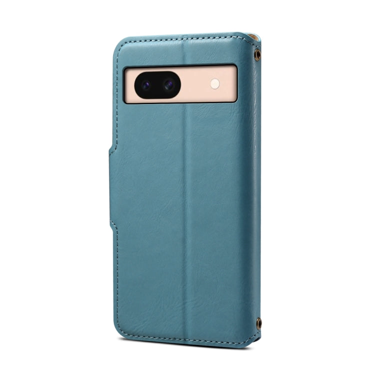For Google Pixel 8a Denior Cowhide Texture Wallet Style Leather Phone Case(Blue)