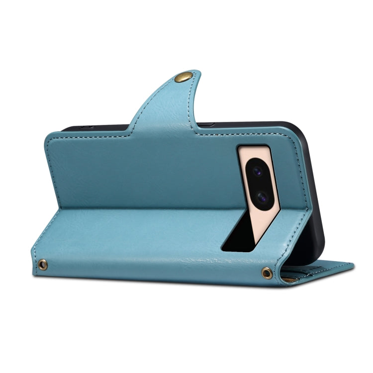 For Google Pixel 8a Denior Cowhide Texture Wallet Style Leather Phone Case(Blue)
