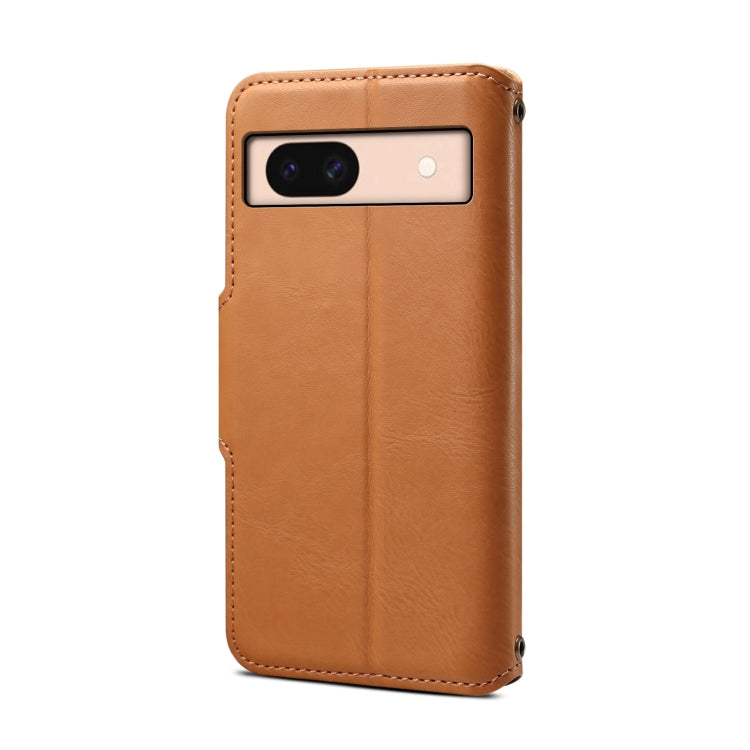 For Google Pixel 8a Denior Cowhide Texture Wallet Style Leather Phone Case(Khaki)