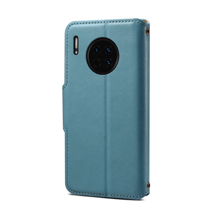 For Huawei Mate 30 Denior Cowhide Texture Wallet Style Leather Phone Case(Blue)