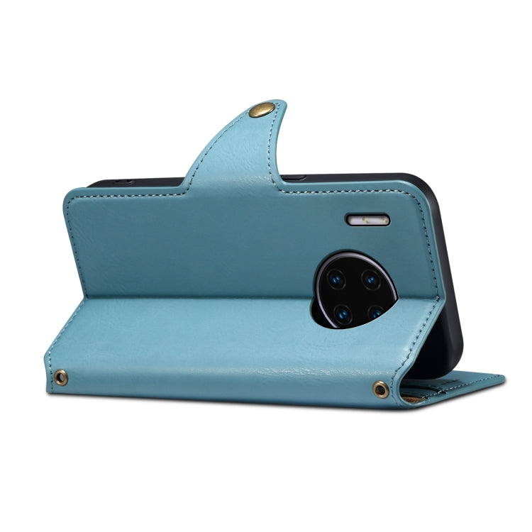 For Huawei Mate 30 Pro Denior Cowhide Texture Wallet Style Leather Phone Case(Blue)