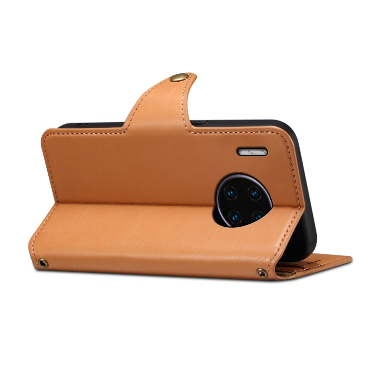 For Huawei Mate 30 Pro Denior Cowhide Texture Wallet Style Leather Phone Case(Khaki)