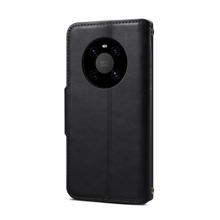 For Huawei Mate 40 Denior Cowhide Texture Wallet Style Leather Phone Case(Black)