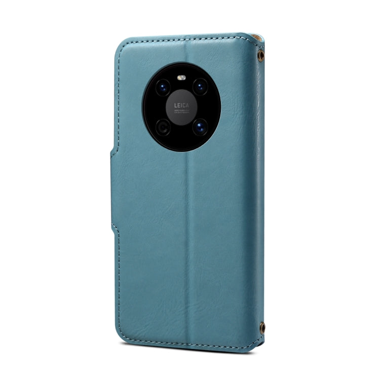 For Huawei Mate 40 Denior Cowhide Texture Wallet Style Leather Phone Case(Blue)