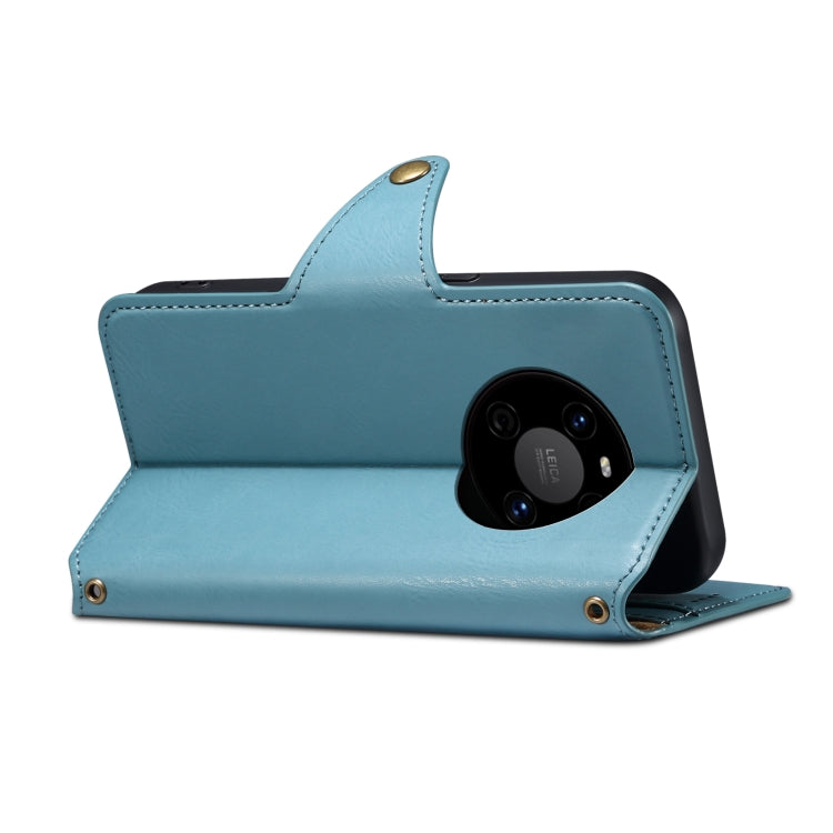 For Huawei Mate 40 Denior Cowhide Texture Wallet Style Leather Phone Case(Blue)