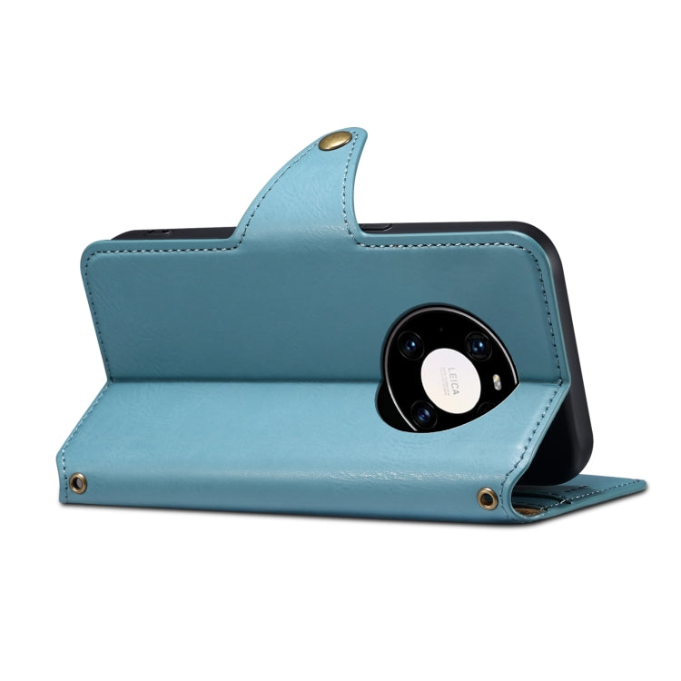 For Huawei Mate 40 Pro Denior Cowhide Texture Wallet Style Leather Phone Case(Blue)