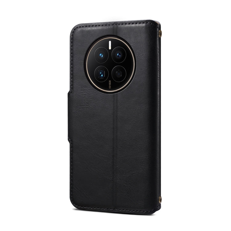 For Huawei Mate 50 Denior Cowhide Texture Wallet Style Leather Phone Case(Black)