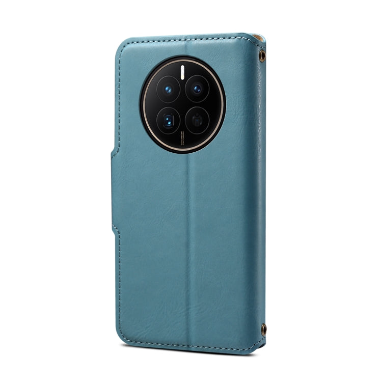 For Huawei Mate 50 Denior Cowhide Texture Wallet Style Leather Phone Case(Blue)
