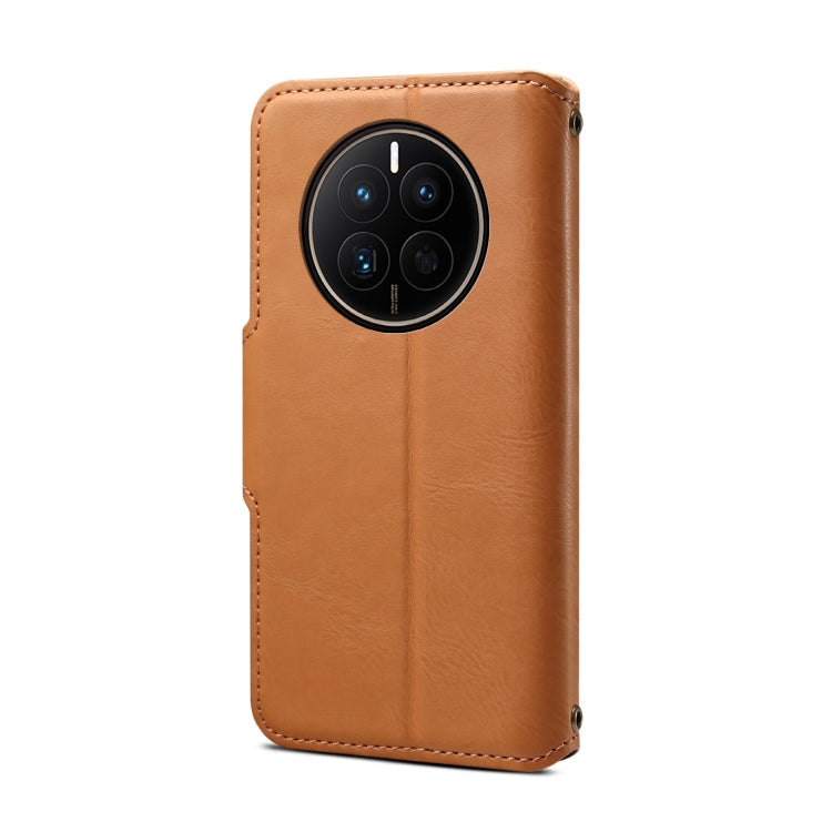 For Huawei Mate 50 Denior Cowhide Texture Wallet Style Leather Phone Case(Khaki)