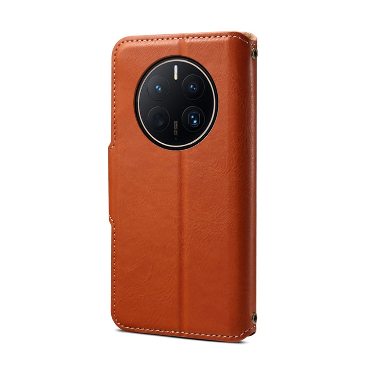 For Huawei Mate 50 Pro Denior Cowhide Texture Wallet Style Leather Phone Case(Brown)