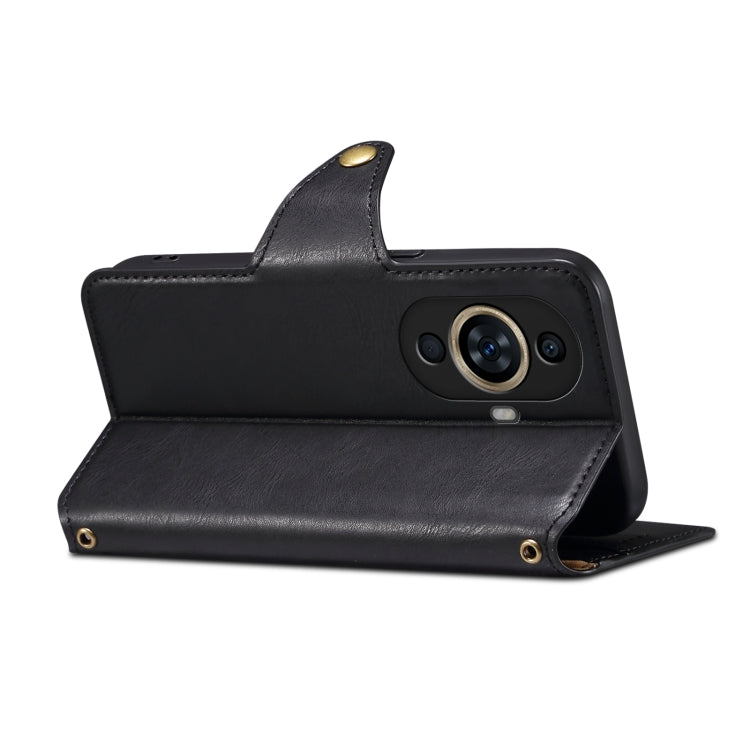 For Huawei nova 11 Denior Cowhide Texture Wallet Style Leather Phone Case(Black)