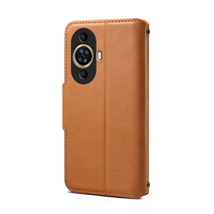 For Huawei nova 11 Denior Cowhide Texture Wallet Style Leather Phone Case(Khaki)