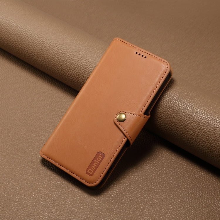For Huawei P60 Denior Cowhide Texture Wallet Style Leather Phone Case(Khaki)