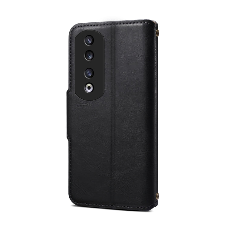 For Honor 90 Pro Denior Cowhide Texture Wallet Style Leather Phone Case(Black)