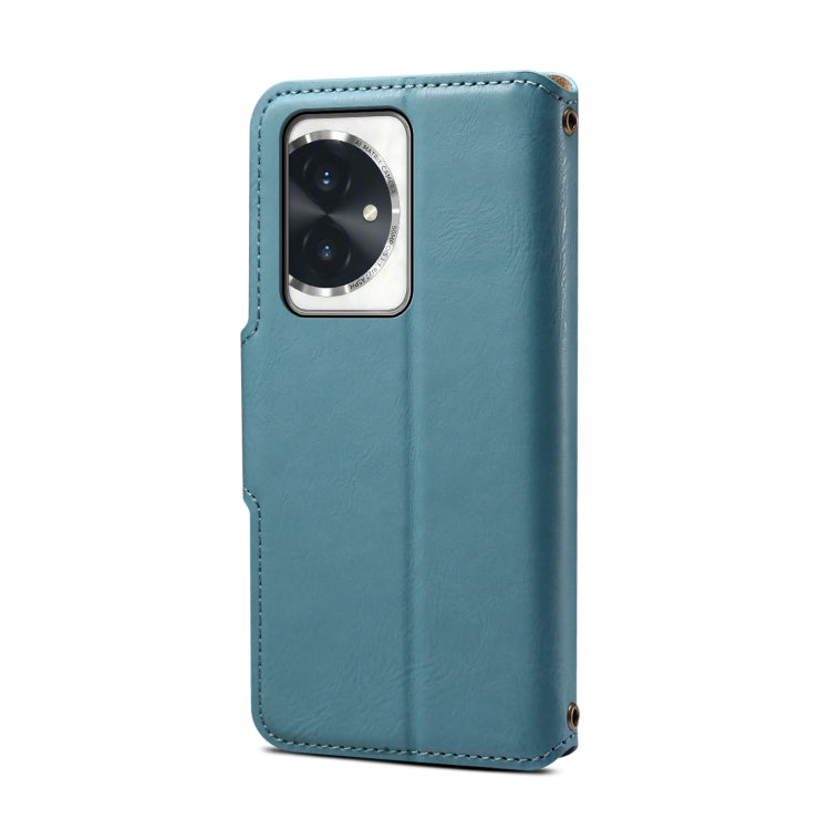 For Honor 100 Denior Cowhide Texture Wallet Style Leather Phone Case(Blue)