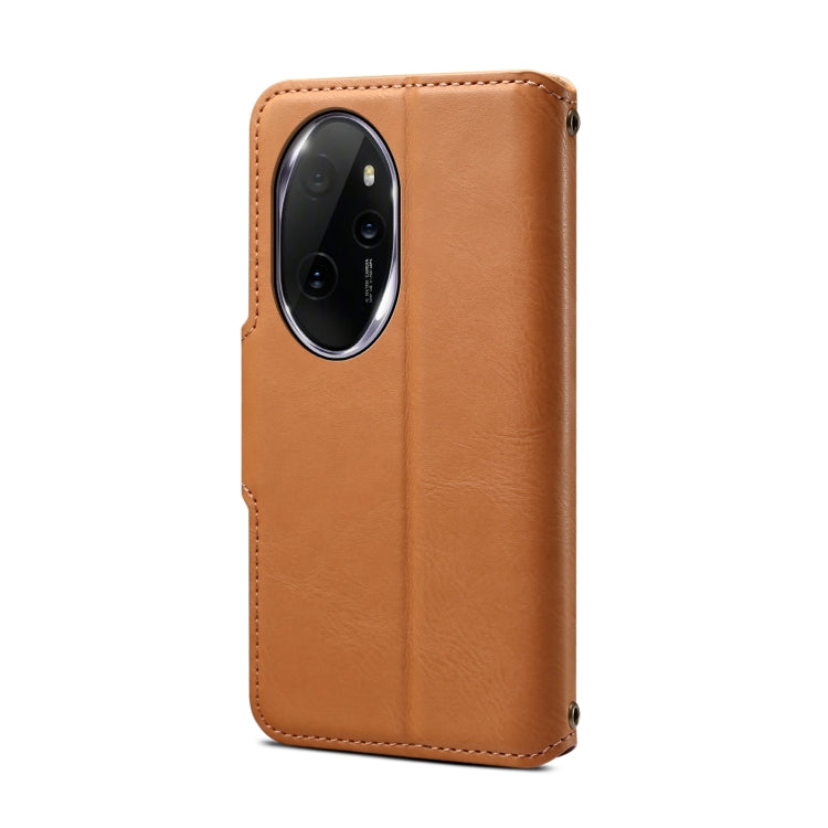 For Honor 100 Pro Denior Cowhide Texture Wallet Style Leather Phone Case(Khaki)