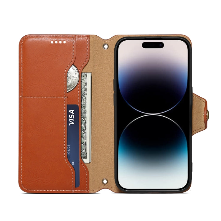 For Honor Magic5 Pro Denior Cowhide Texture Wallet Style Leather Phone Case(Brown)