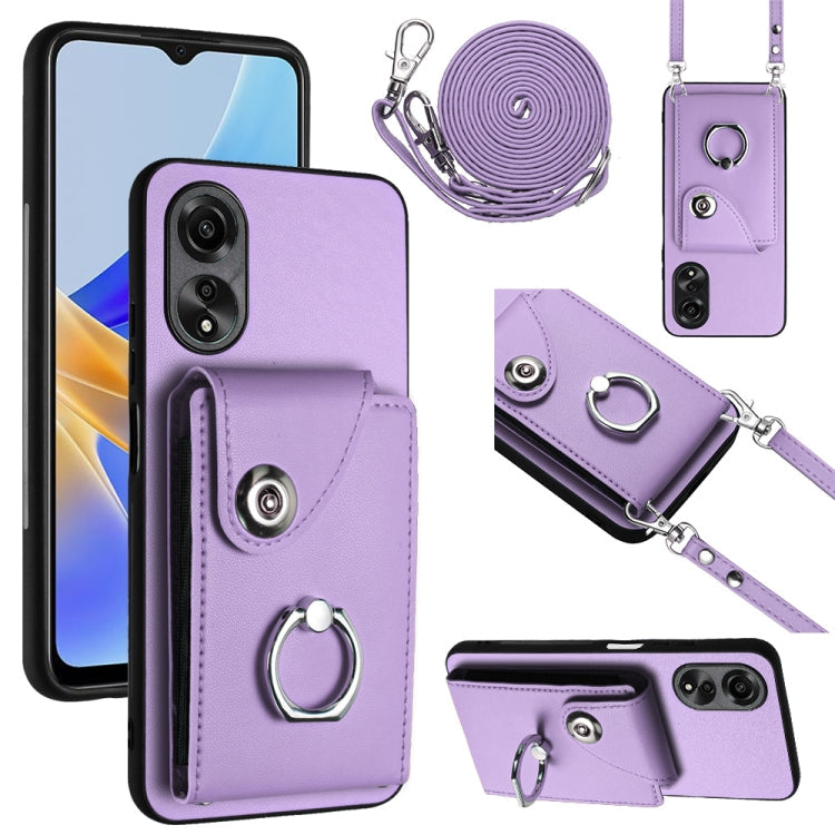 Organ Card Bag Ring Holder Phone Case with Long Lanyard, For OPPO Reno11 Pro Global, For OPPO A58/A58x/A1x/A2x, For OPPO A38 4G / A18 4G Global, For OPPO A58 4G Global