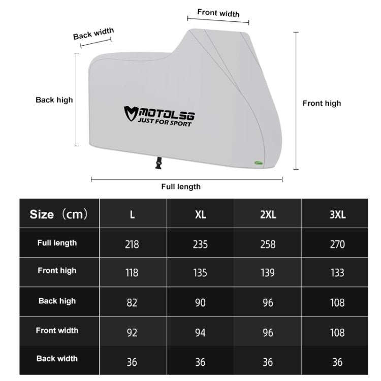 MOTOLSG Motorcycle Waterproof Sunproof Dustproof Thickening Cover, Size:L(Silver Black)