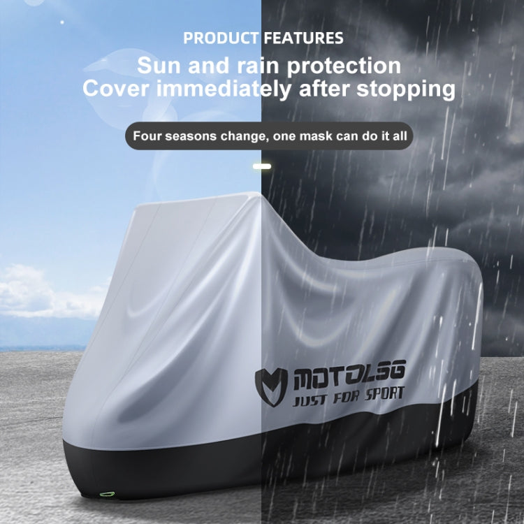 MOTOLSG Motorcycle Waterproof Sunproof Dustproof Thickening Cover, Size:XL(Silver)