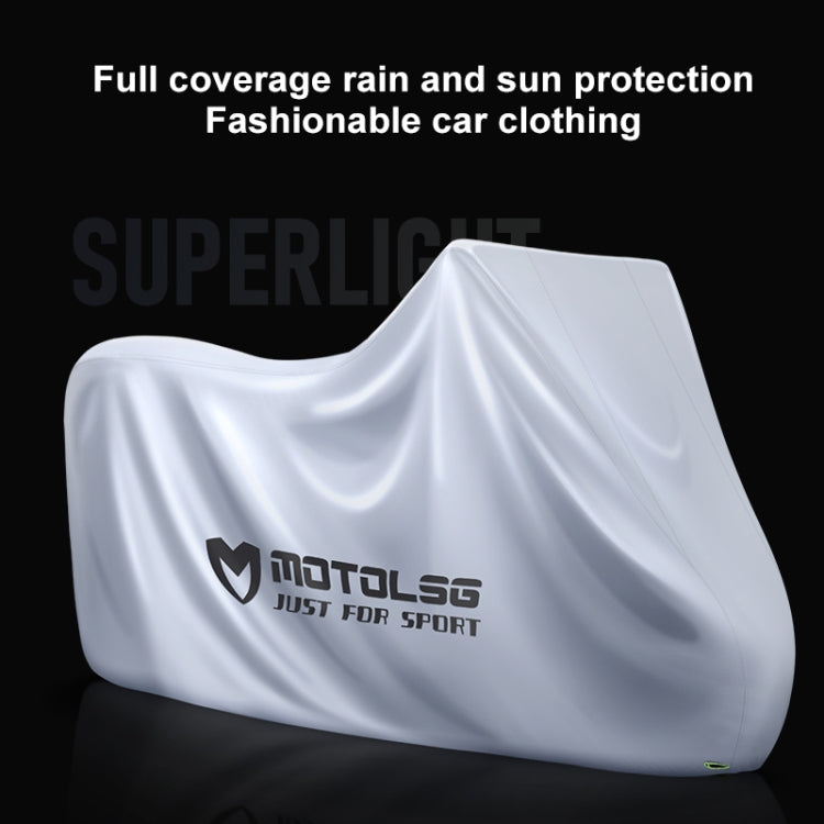 MOTOLSG Motorcycle Waterproof Sunproof Dustproof Thickening Cover, Size:L(Silver)