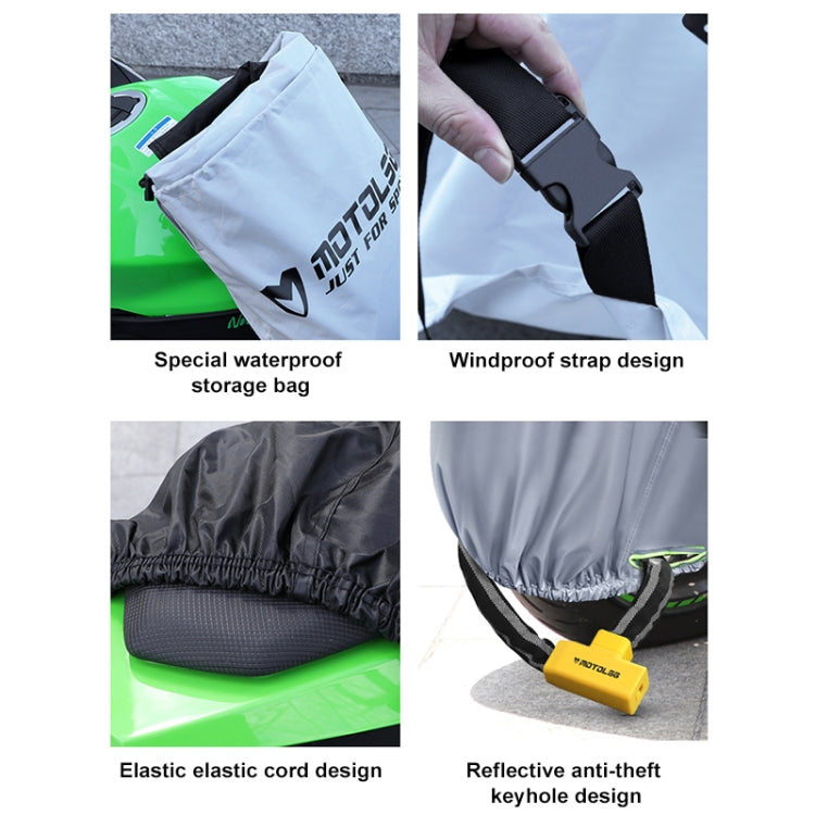 MOTOLSG Motorcycle Waterproof Sunproof Dustproof Thickening Cover, Size:XXL(Silver Black)