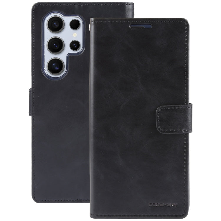 For Samsung Galaxy S24 Ultra 5G GOOSPERY BLUE MOON Crazy Horse Texture Leather Phone Case(Black)