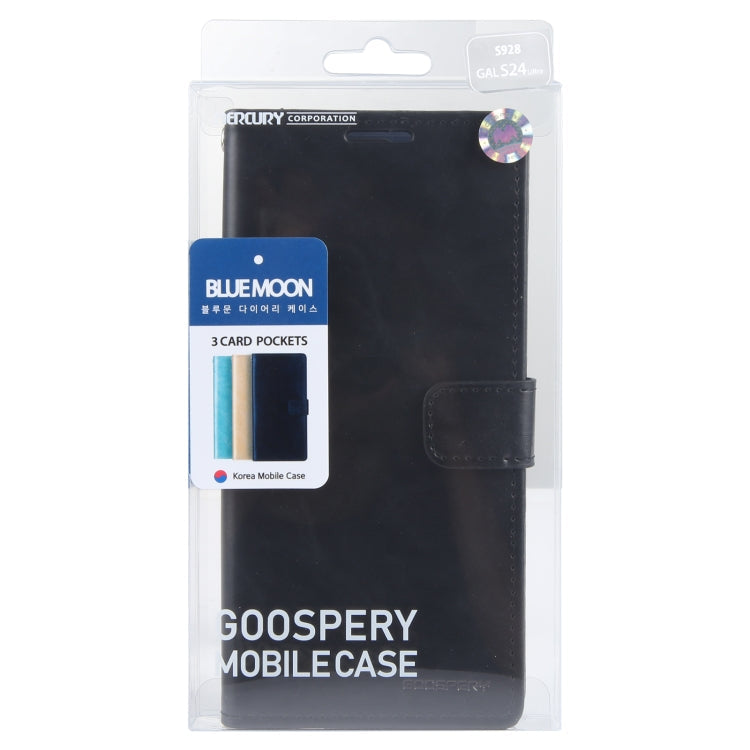 For Samsung Galaxy S24 Ultra 5G GOOSPERY BLUE MOON Crazy Horse Texture Leather Phone Case(Black)