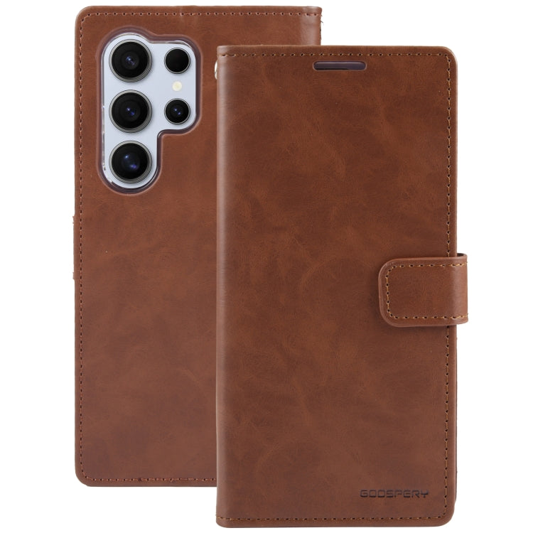 For Samsung Galaxy S24 Ultra 5G GOOSPERY BLUE MOON Crazy Horse Texture Leather Phone Case(Brown)