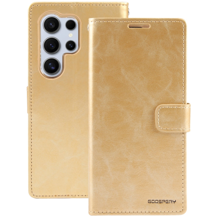 For Samsung Galaxy S24 Ultra 5G GOOSPERY BLUE MOON Crazy Horse Texture Leather Phone Case(Gold)
