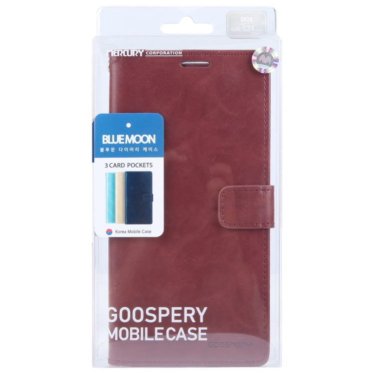 For Samsung Galaxy S24 Ultra 5G GOOSPERY BLUE MOON Crazy Horse Texture Leather Phone Case(Wine Red)