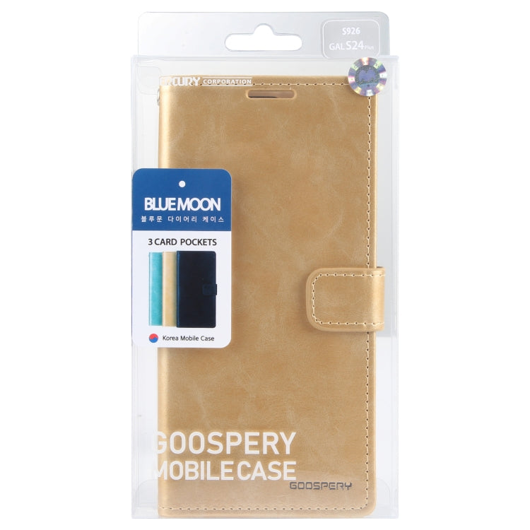 For Samsung Galaxy S24+ 5G GOOSPERY BLUE MOON Crazy Horse Texture Leather Phone Case(Gold)