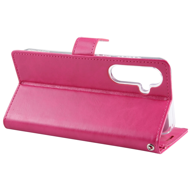For Samsung Galaxy S24+ 5G GOOSPERY BLUE MOON Crazy Horse Texture Leather Phone Case(Rose Red)