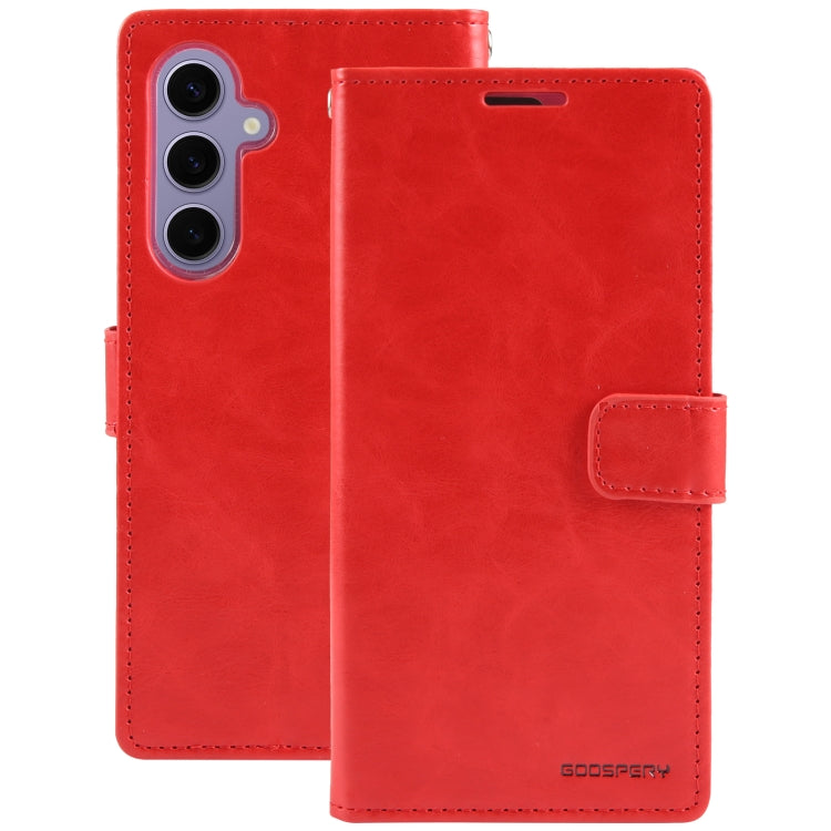 For Samsung Galaxy S24+ 5G GOOSPERY BLUE MOON Crazy Horse Texture Leather Phone Case(Red)