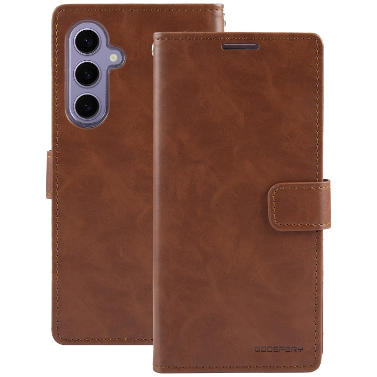 For Samsung Galaxy S24 5G GOOSPERY BLUE MOON Crazy Horse Texture Leather Phone Case(Brown)