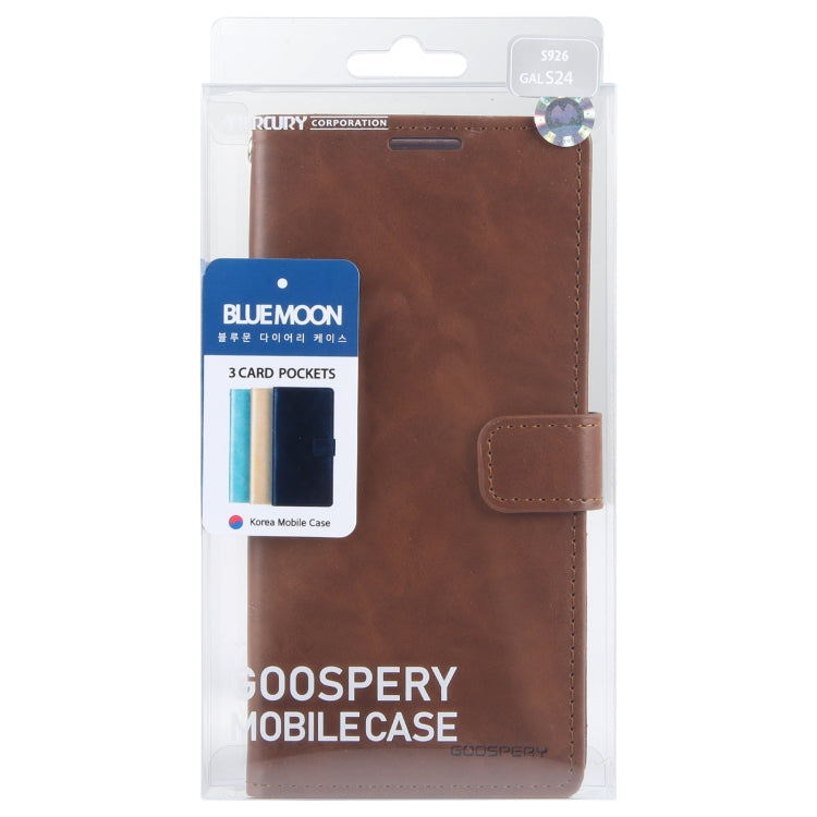 For Samsung Galaxy S24 5G GOOSPERY BLUE MOON Crazy Horse Texture Leather Phone Case(Brown)