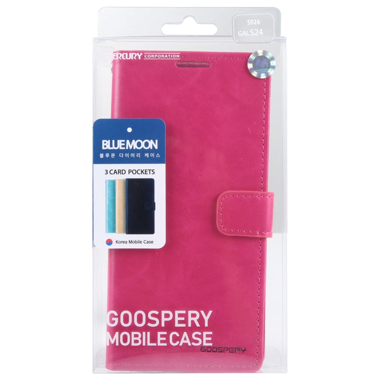 For Samsung Galaxy S24 5G GOOSPERY BLUE MOON Crazy Horse Texture Leather Phone Case(Rose Red)