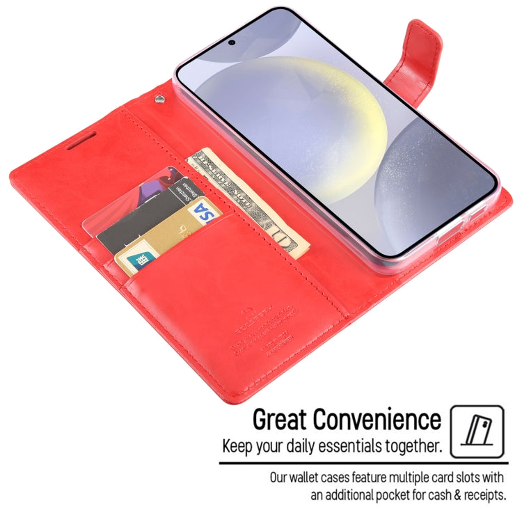 For Samsung Galaxy S24 5G GOOSPERY BLUE MOON Crazy Horse Texture Leather Phone Case(Wine Red)