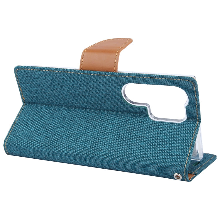 For Samsung Galaxy S24 Ultra 5G GOOSPERY CANVAS DIARY Fabric Texture Flip Leather Phone Case(Green)