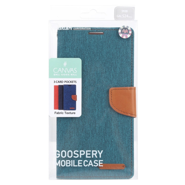 For Samsung Galaxy S24 Ultra 5G GOOSPERY CANVAS DIARY Fabric Texture Flip Leather Phone Case(Green)
