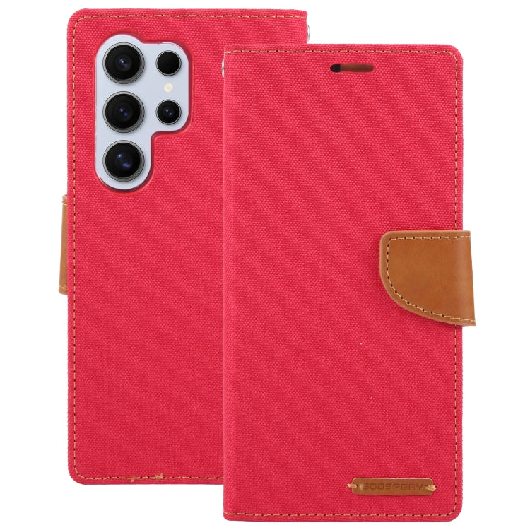 For Samsung Galaxy S24 Ultra 5G GOOSPERY CANVAS DIARY Fabric Texture Flip Leather Phone Case(Red)