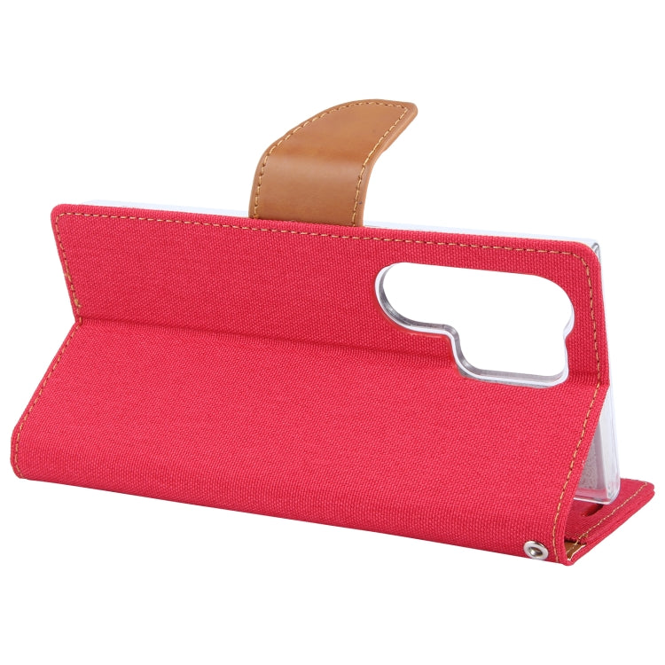 For Samsung Galaxy S24 Ultra 5G GOOSPERY CANVAS DIARY Fabric Texture Flip Leather Phone Case(Red)