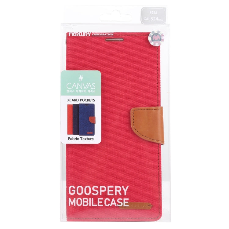 For Samsung Galaxy S24 Ultra 5G GOOSPERY CANVAS DIARY Fabric Texture Flip Leather Phone Case(Red)